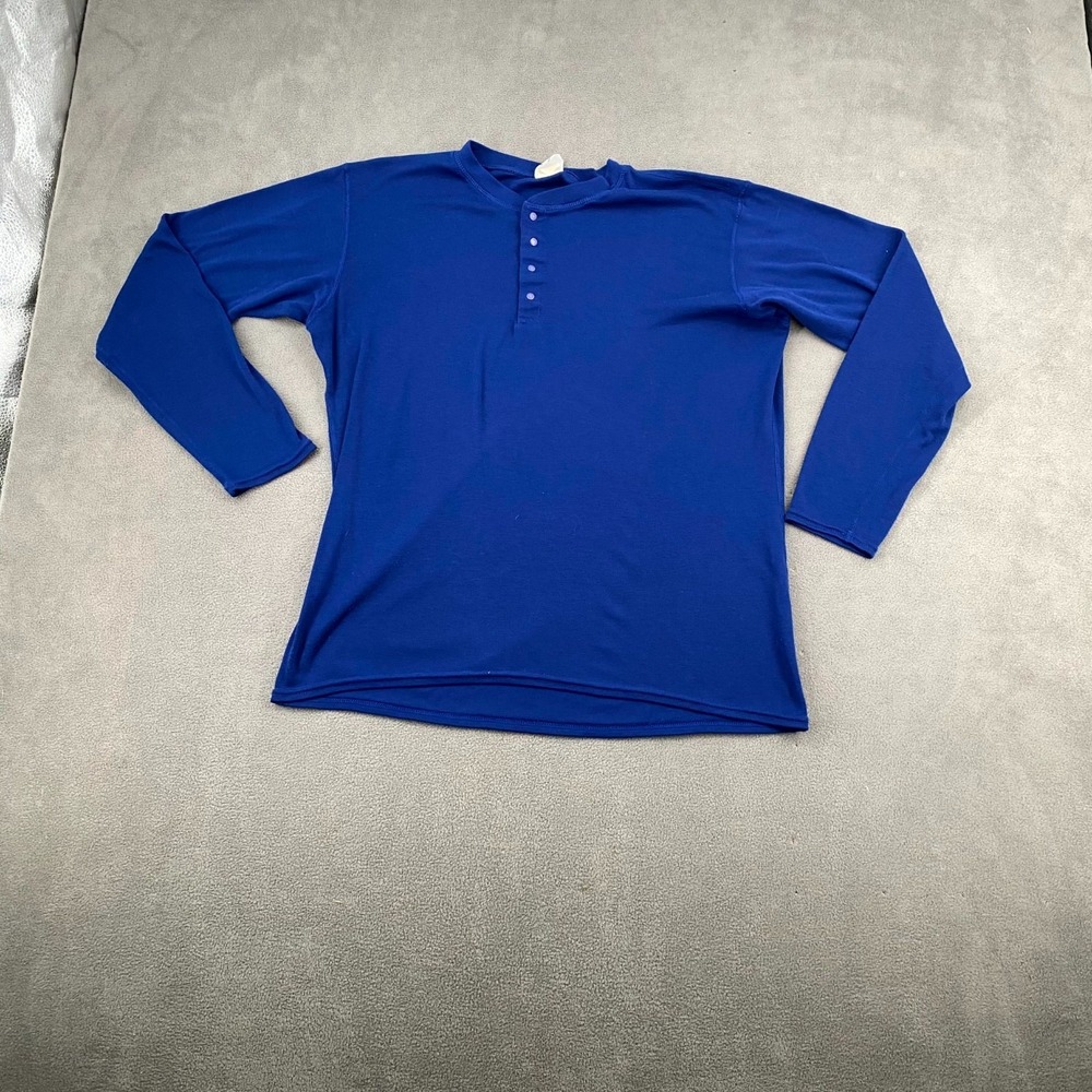 Vintage Patagonia Capilene Base Layer Top Mens Medium Blue Henley Neck Athletic